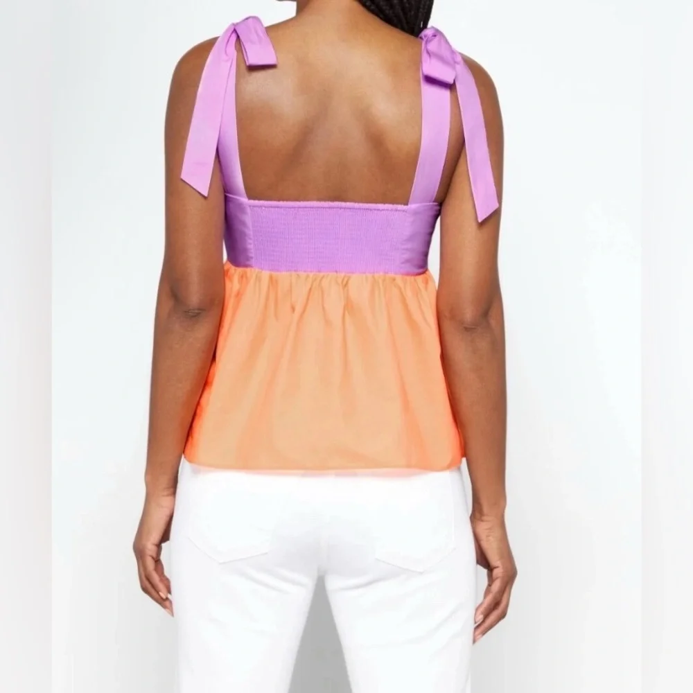 Lily Pulitzer Anlee Tie Strap Top Purple Iris PB Bellini Colorblock Size 8
